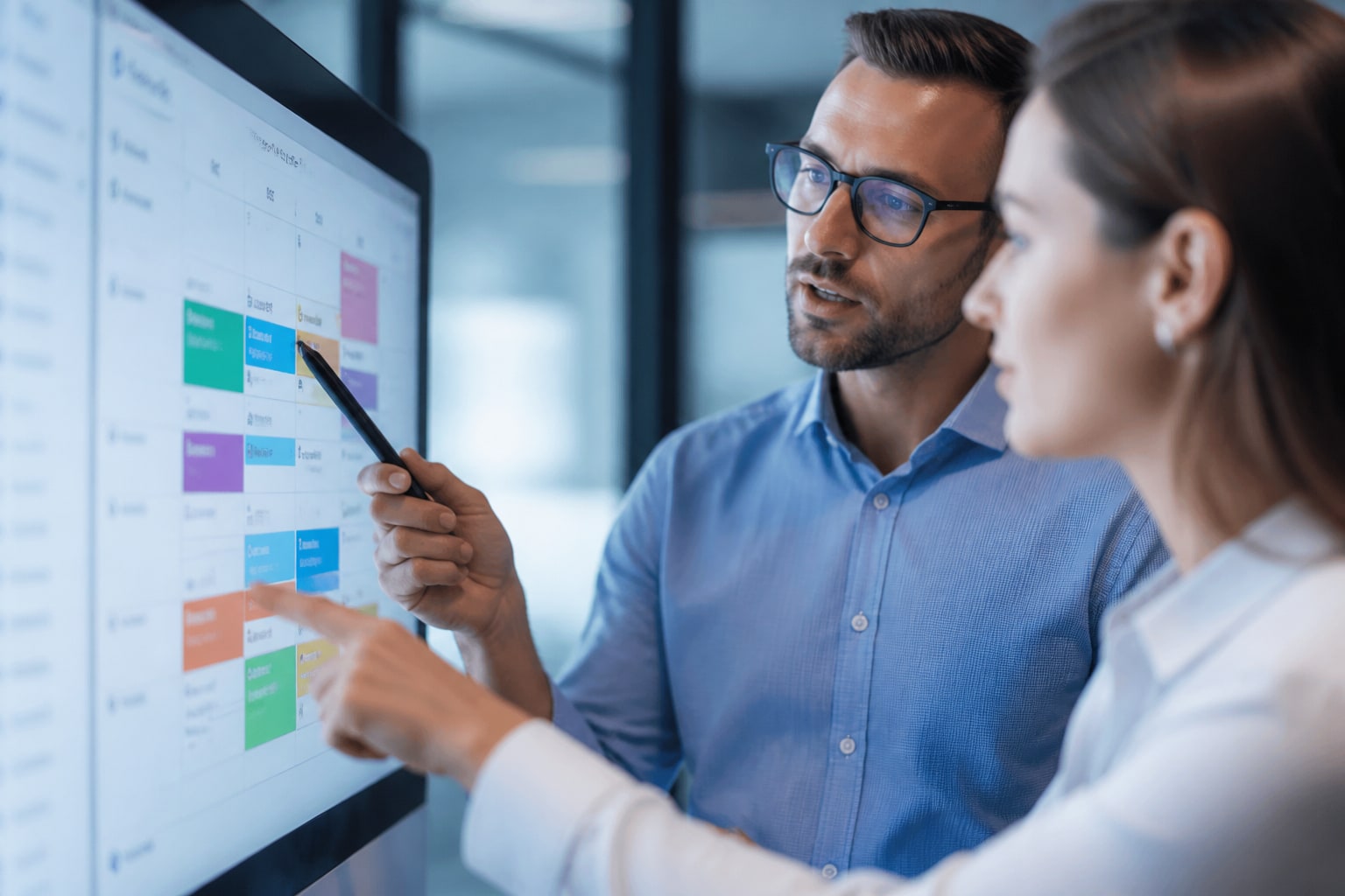 Collaborateurs d'une entreprise planifiant leurs disponibilités sur un agenda partagé