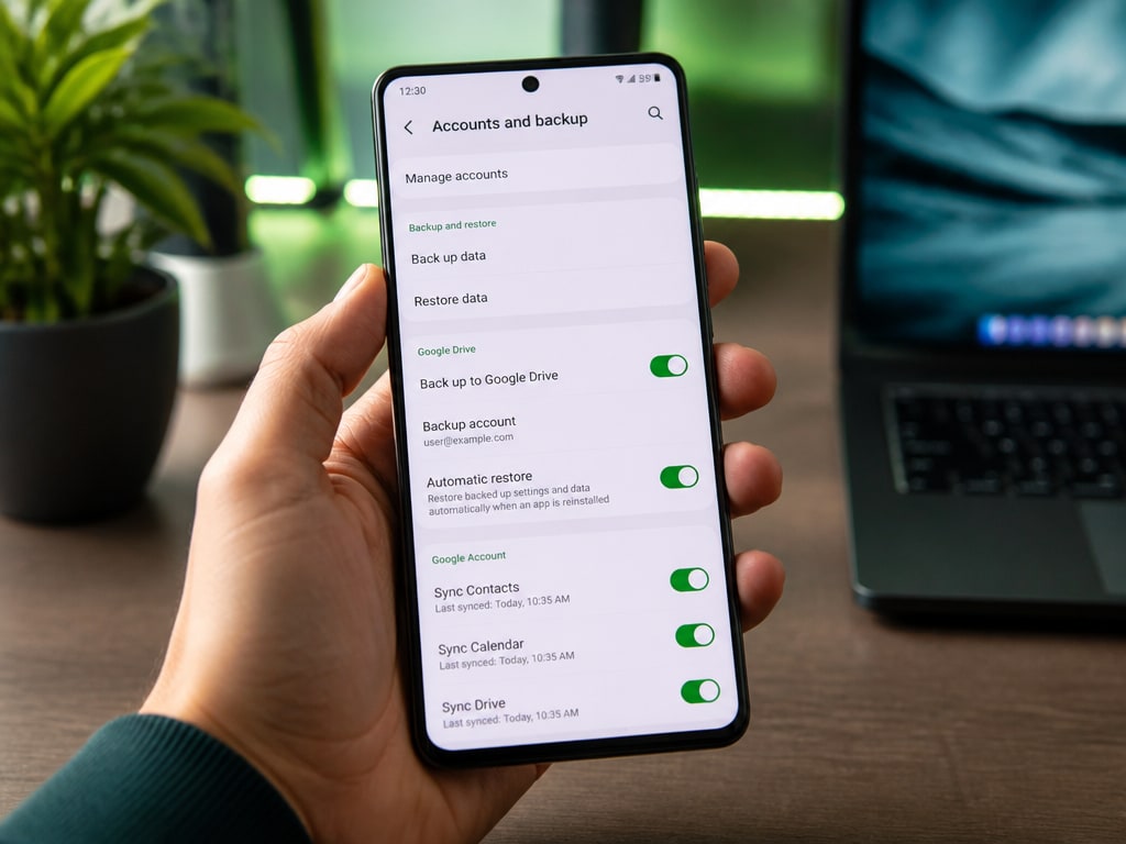 Réglages de synchronisation email sur un smartphone Android