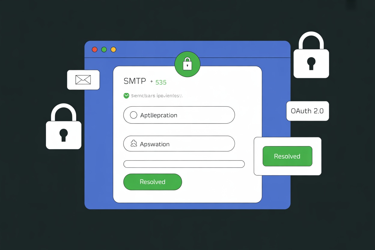 Résolution étape par étape erreur SMTP 535 avec interface authentification et paramètres sécurisés