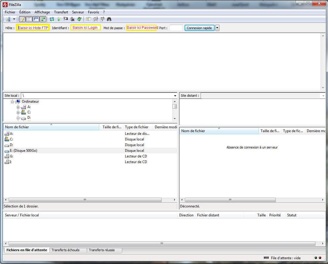 Mise en ligne site internet filezilla identifiants